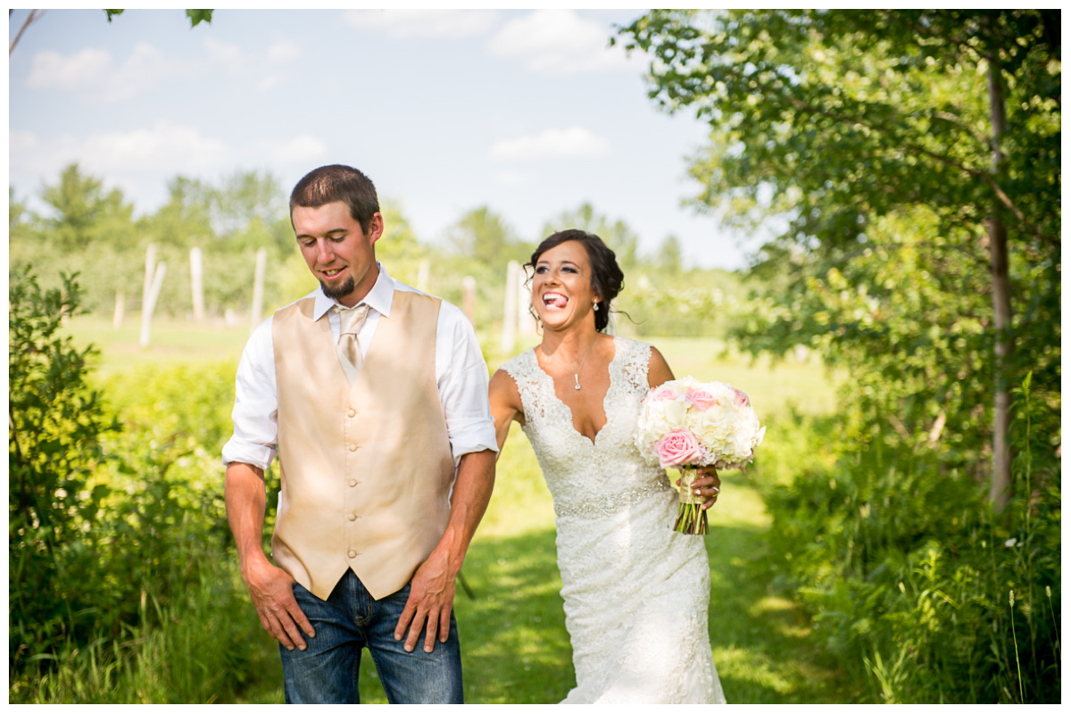 bride behind groom for first look