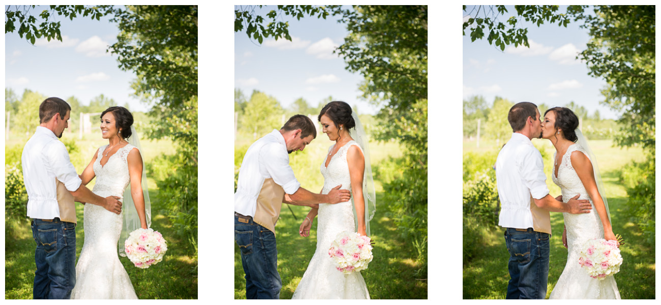 groom admiring bride during first look