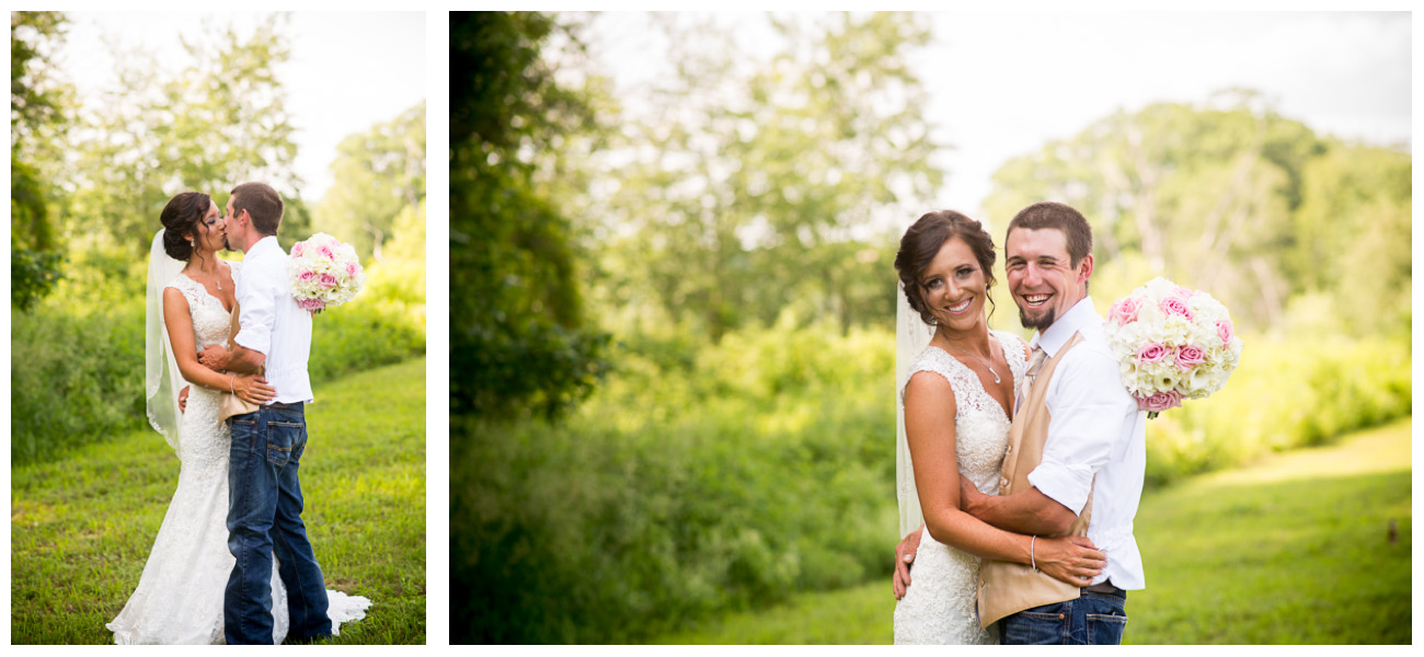 bride and groom laughing at maine summer wedding