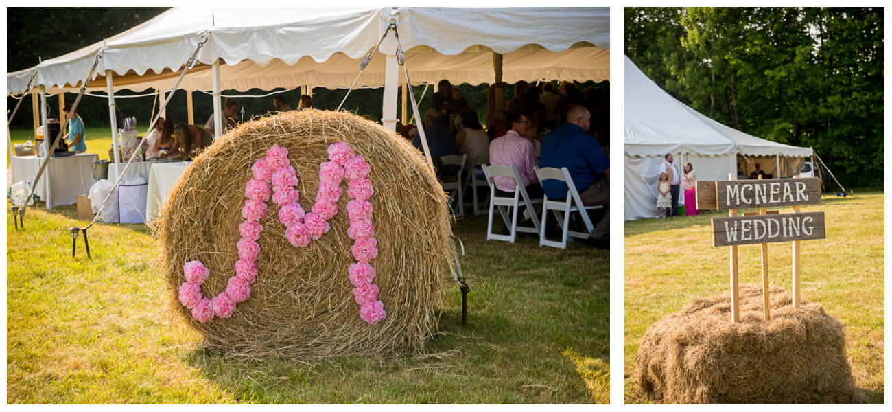 personalized hay bales for wedding