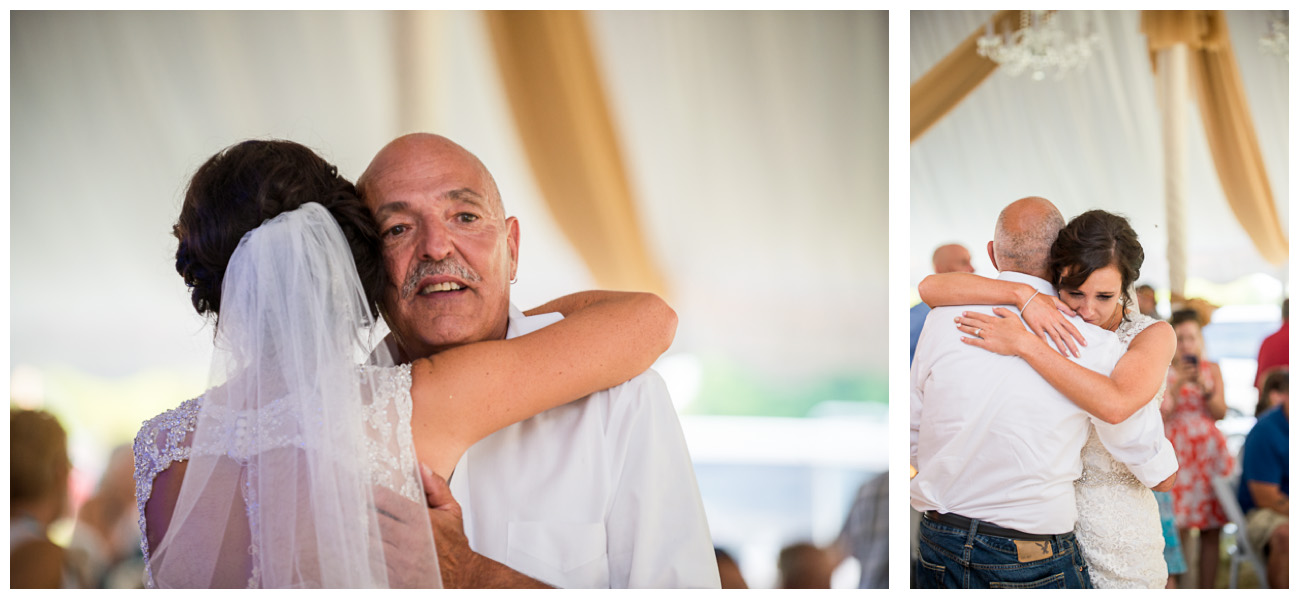 bride dancing with dad at maine wedding