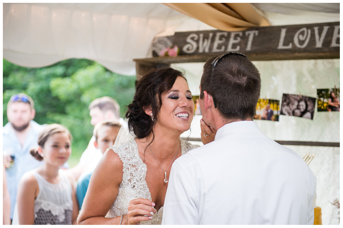 happy couple at wedding reception