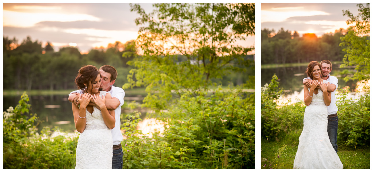 sunset photos with bride and groom 