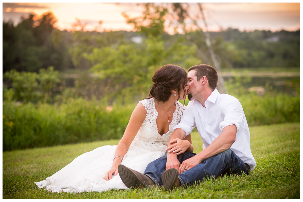 intimate bride and groom photos at sunset