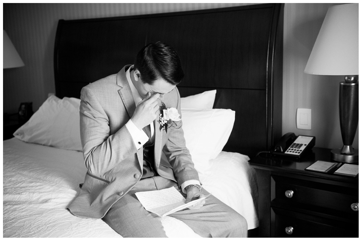 groom crying before wedding ceremony