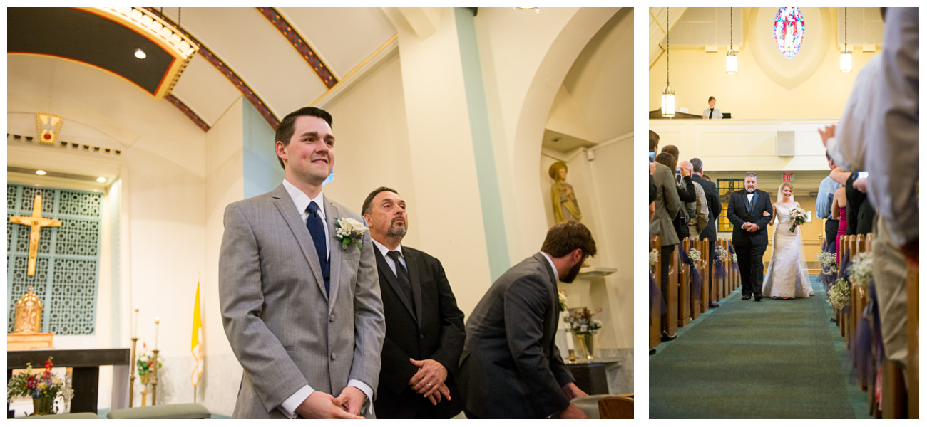 groom seeing bride for the first time on wedding day