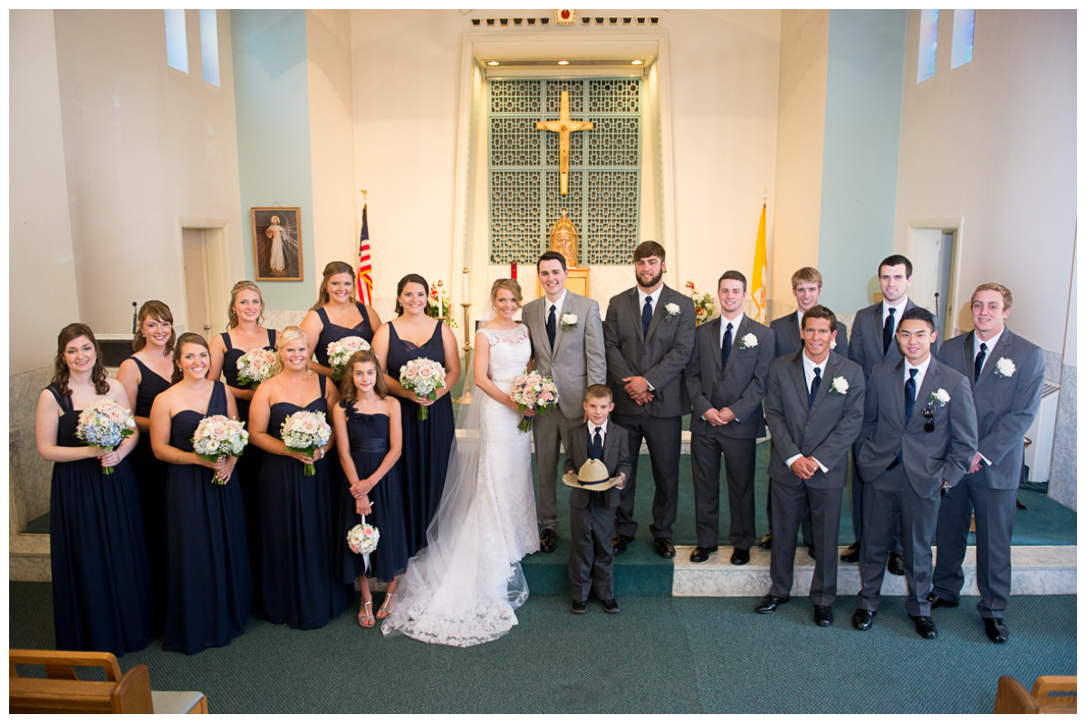 bridal party photo inside church