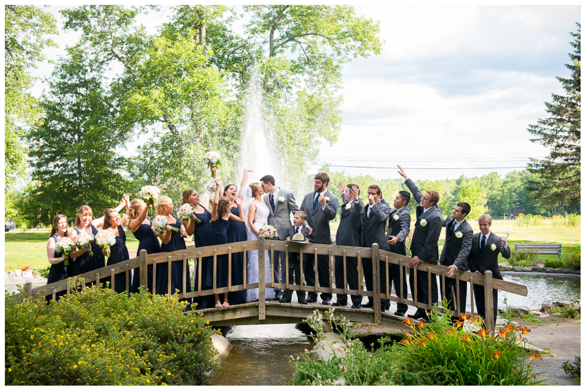 wedding party photo in garden 