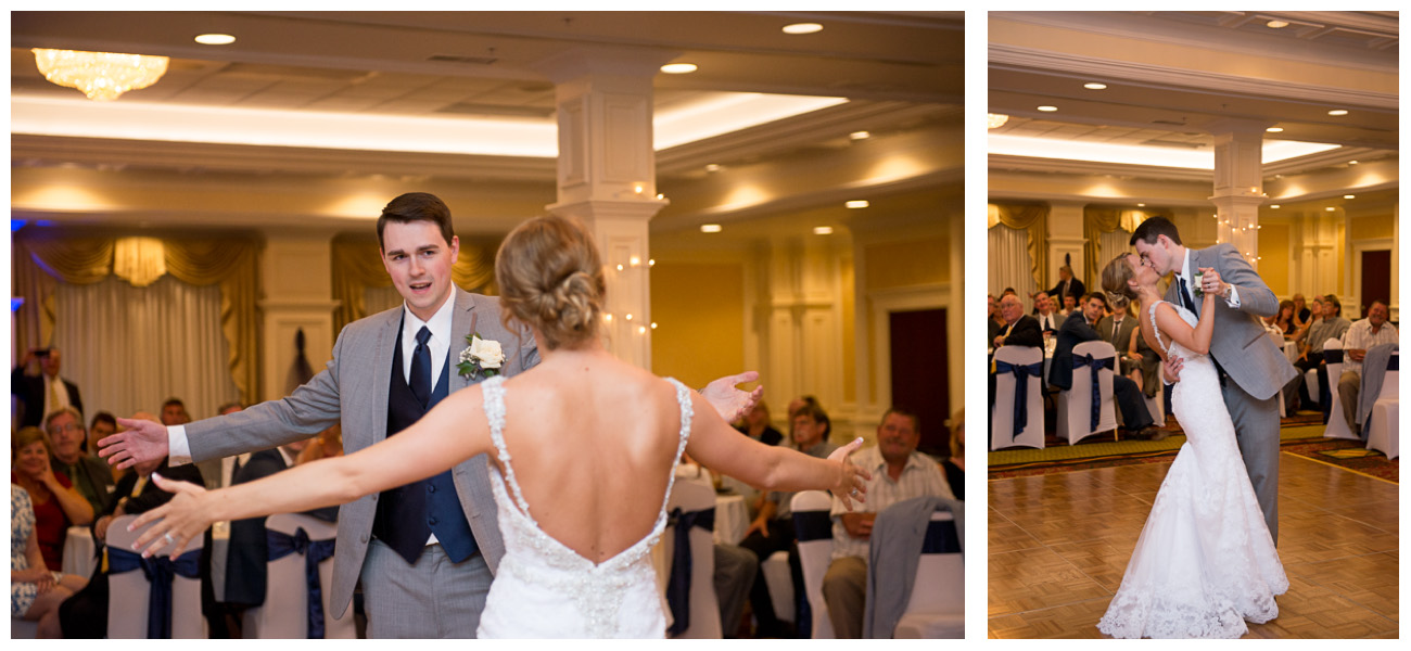 Genuine couple dancing at wedding reception