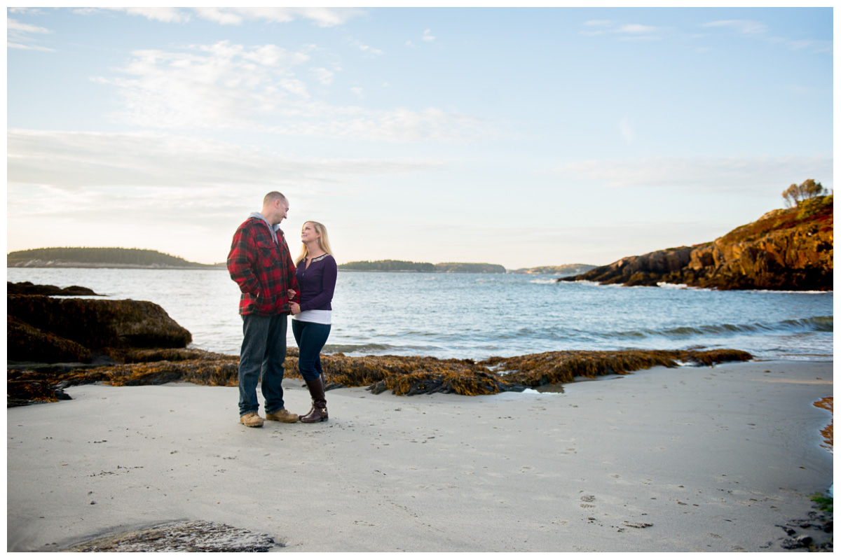 beach engagement photos in maine