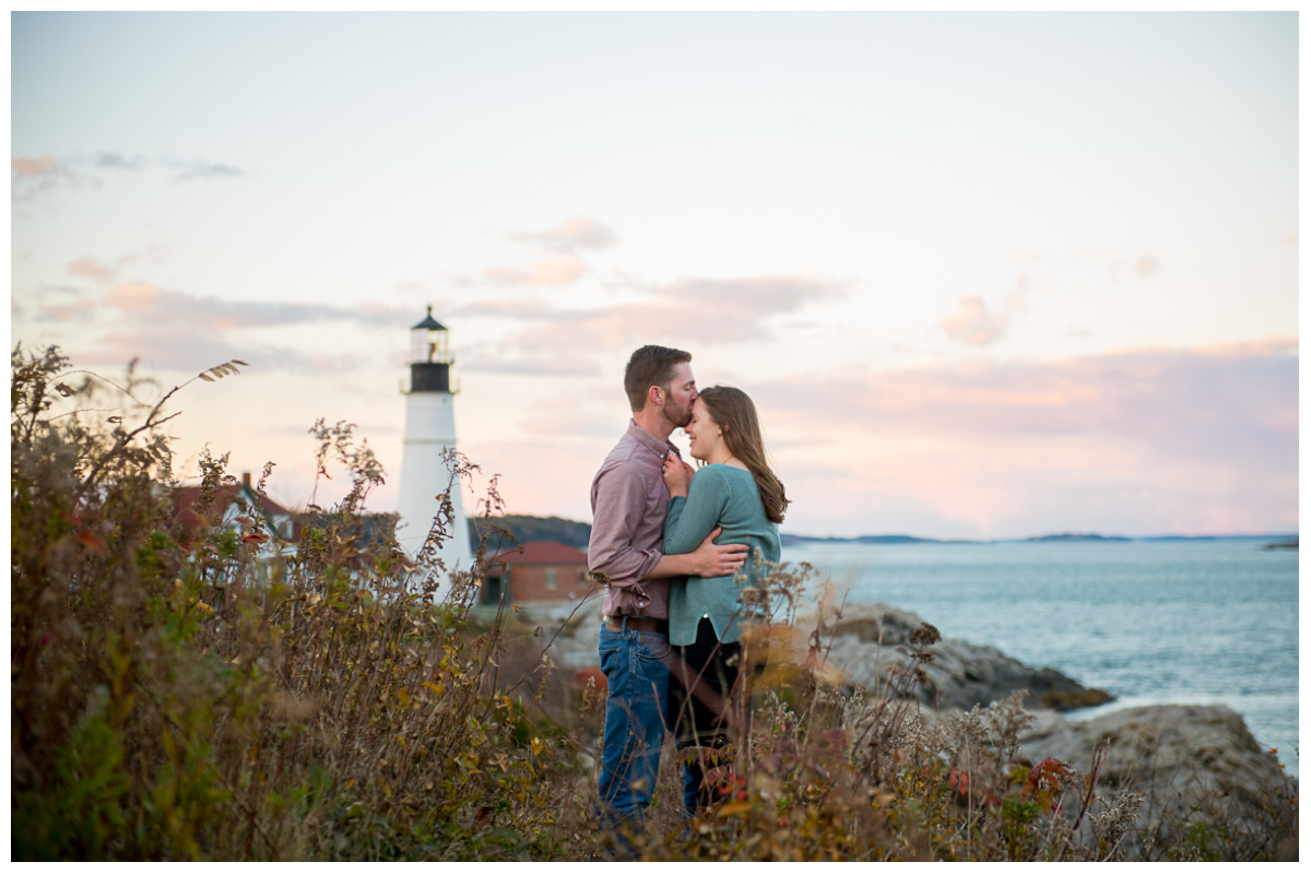 Intimate engagement photos on Maine Coast