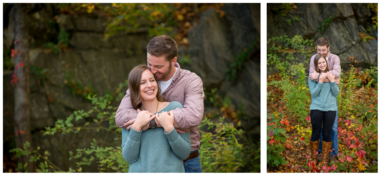 happy couple laughing at fort williams engagement