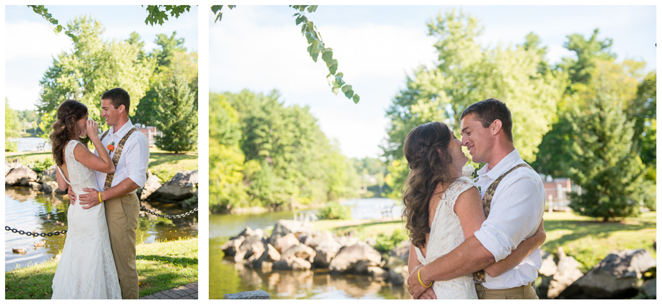 bride crying during first look with groom 