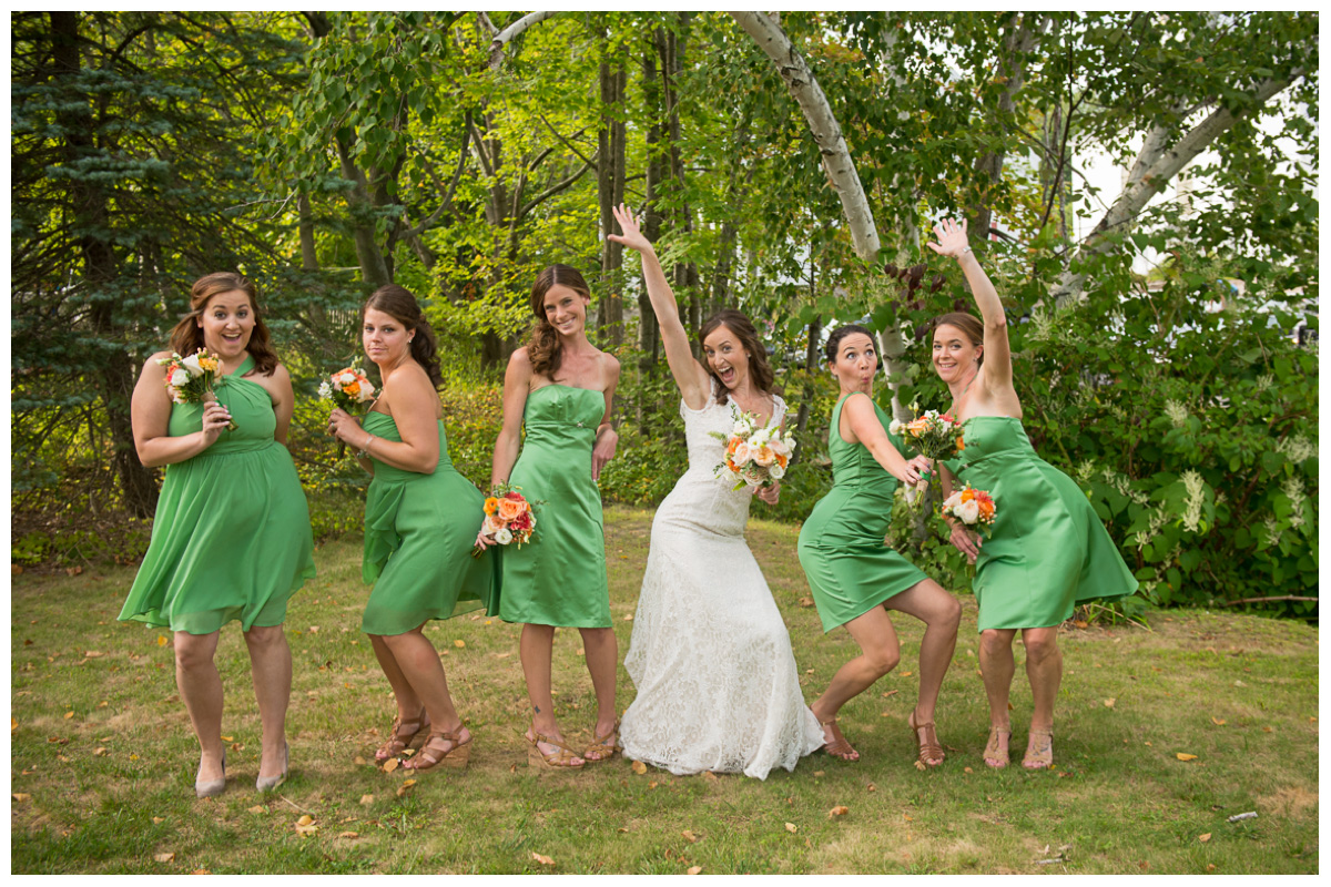silly bridemaids photos with bride