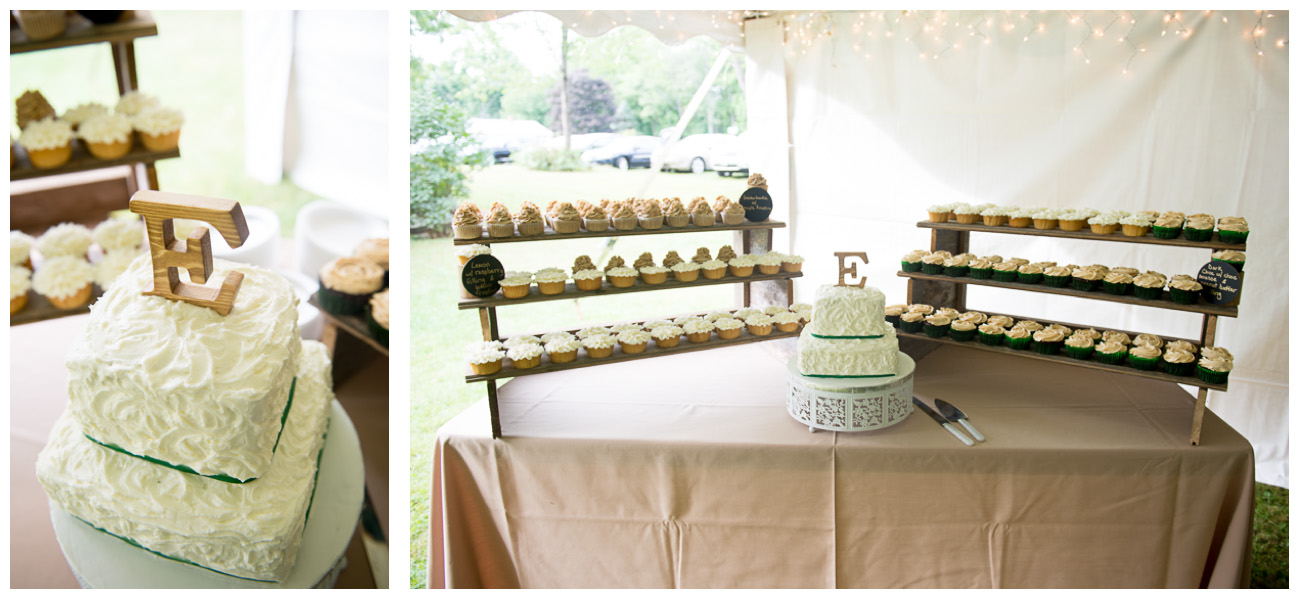 cupcake display for outdoorsy wedding