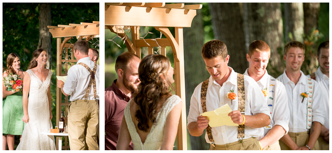 bride and groom laughing during wedding