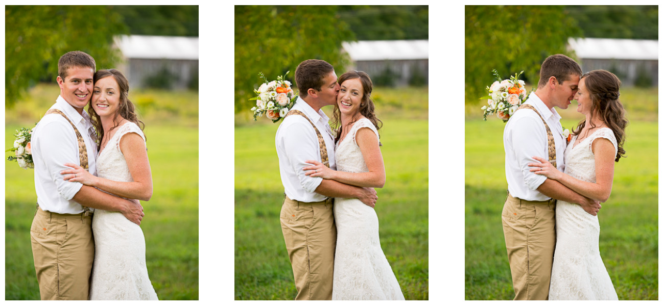 Loving and playful couple on wedding day