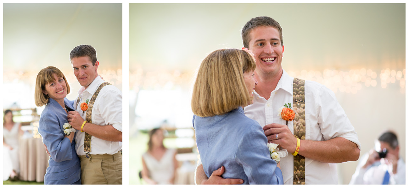 groom dancing with mom at new hampshire wedding