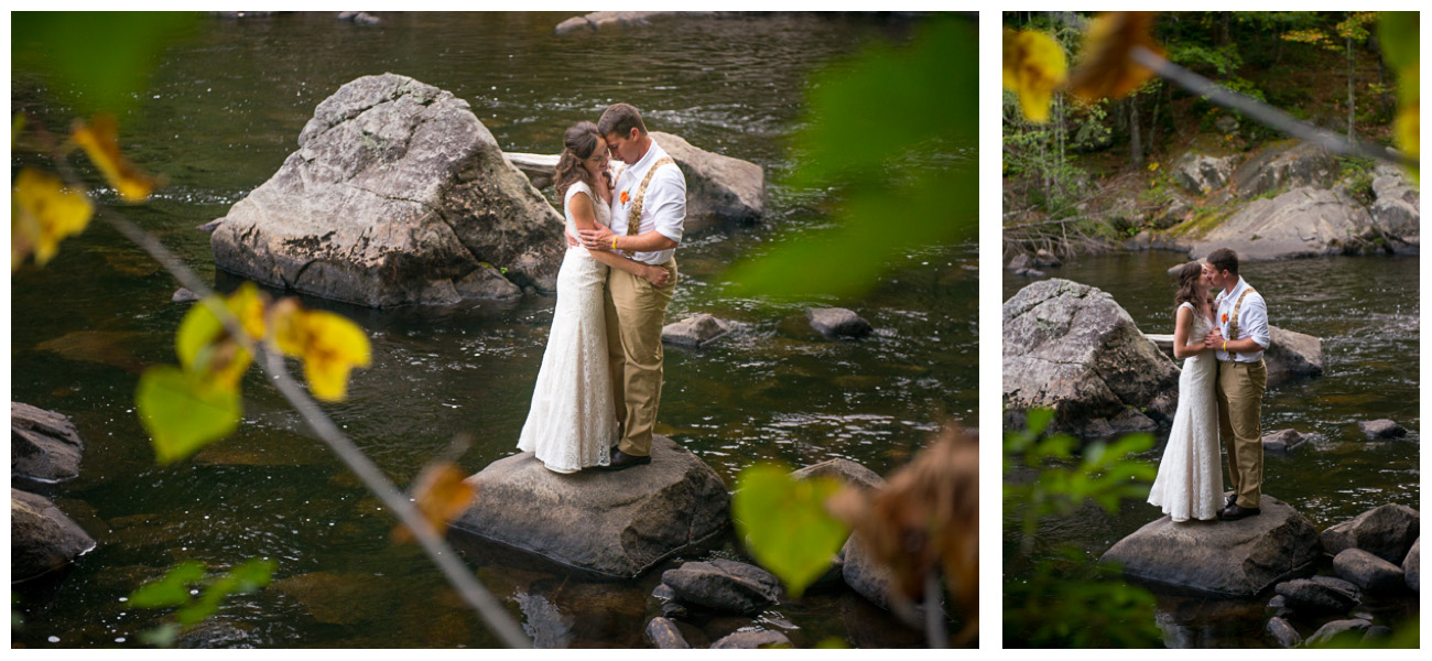 passionate couple in new hampshire river