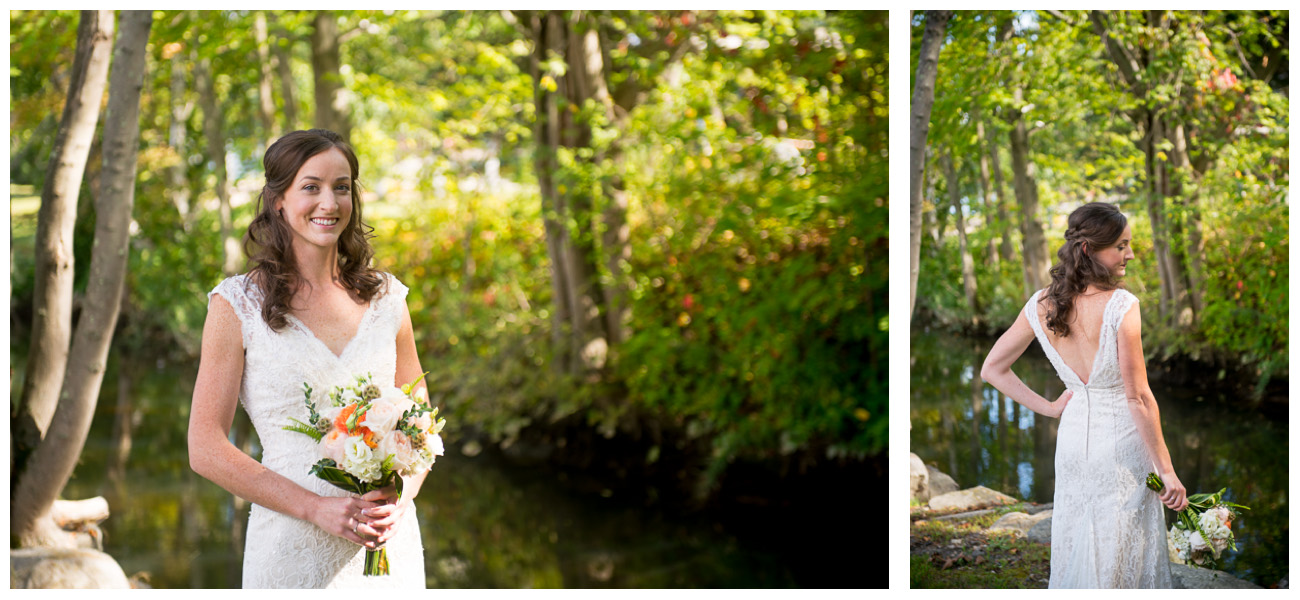 outdoor photos of bride in wedding dress in new hampshire 