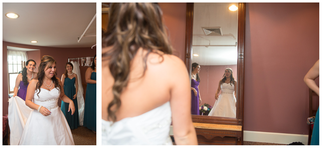 emotional bride in wedding dress