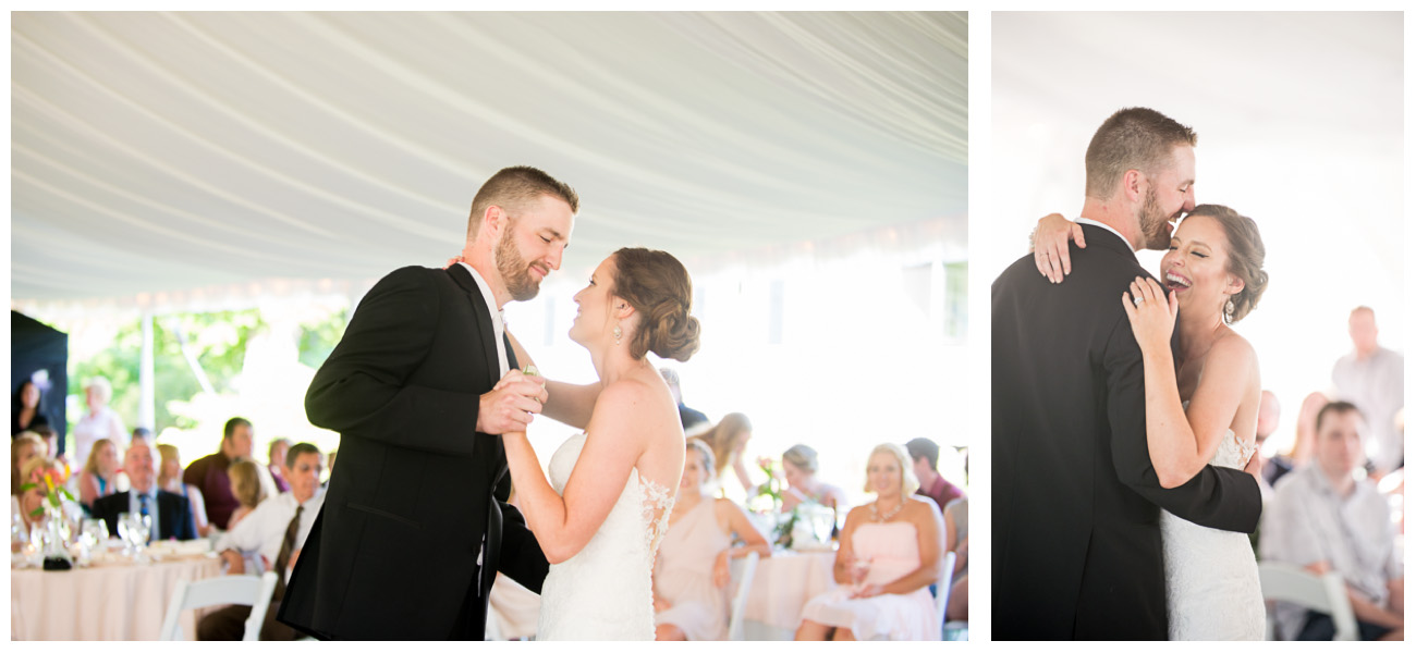 first dance in a tent during maine outside reception