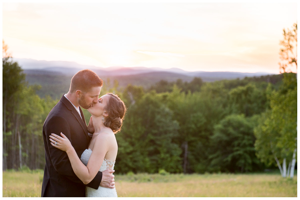 Otisfield wedding in Maine at sunset looking over mountains