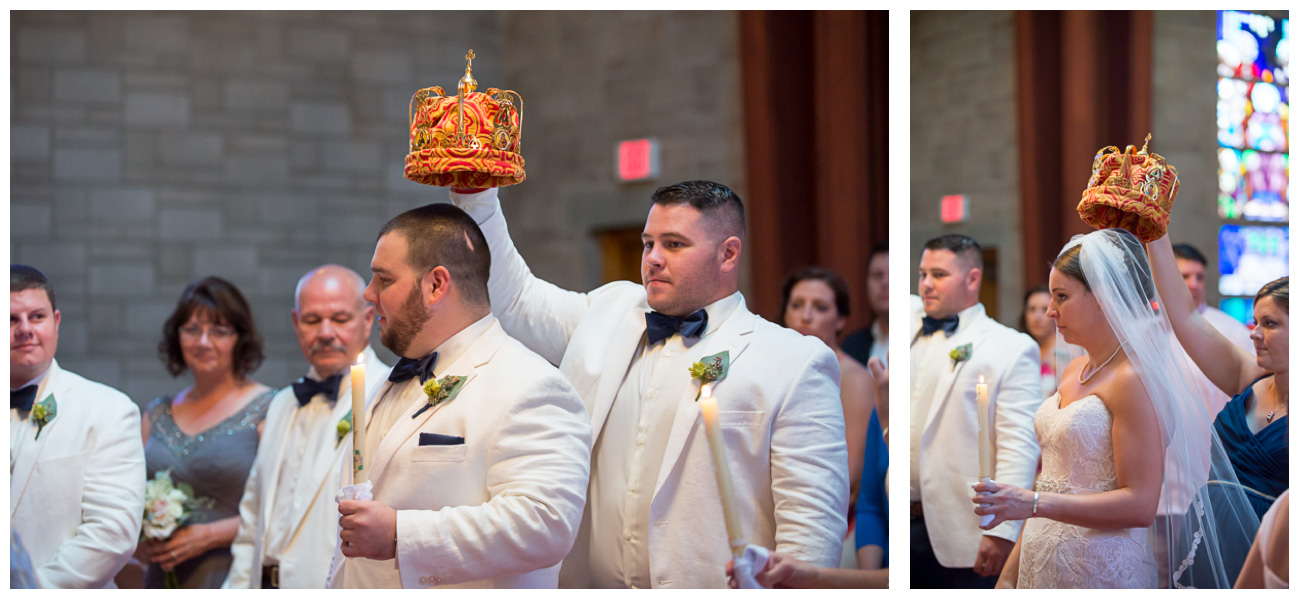 greek ceremony with crowns with best man