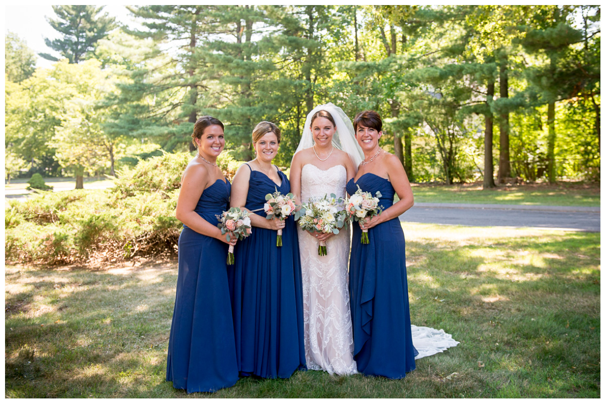 bridesmaids with bride summer wedding