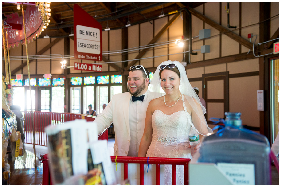 fun couple on wedding day