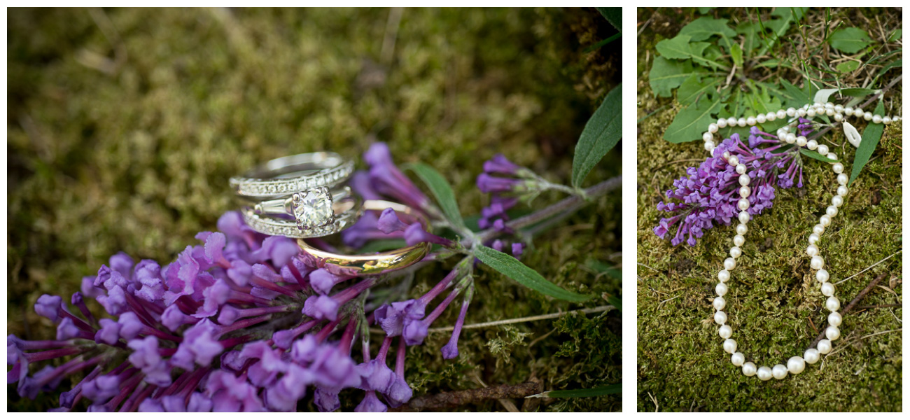 antique family wedding rings and pearls