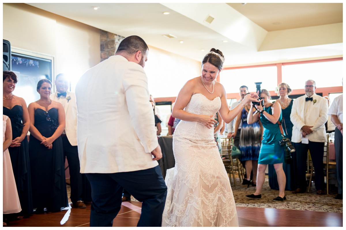 air guitar during first dance at wedding