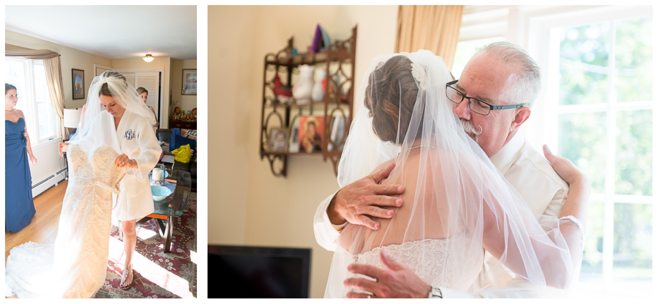 first look with dad on wedding day