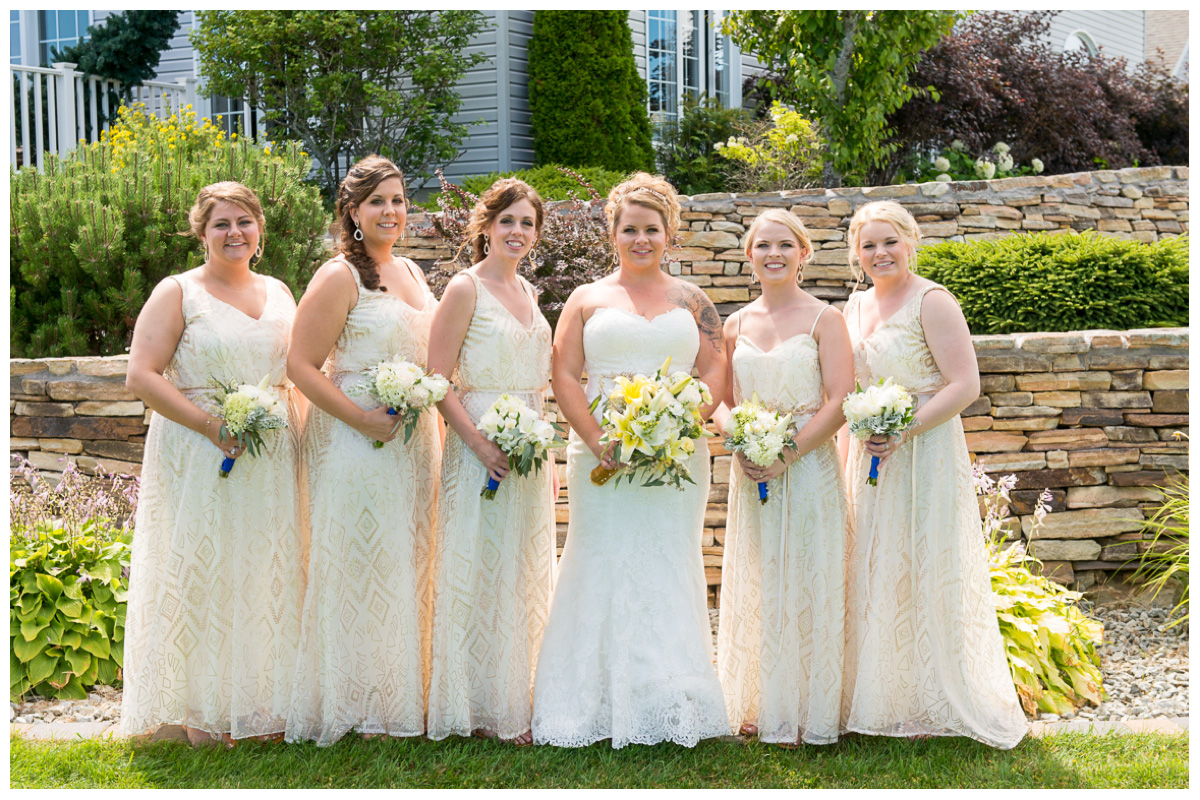 sequin bridemaids dresses with yellow flowers