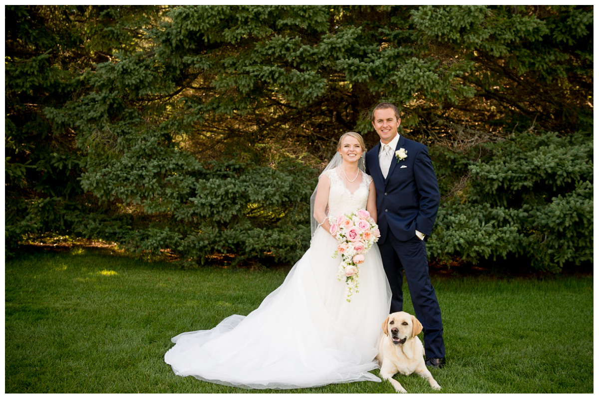 bride and groom photos with dog