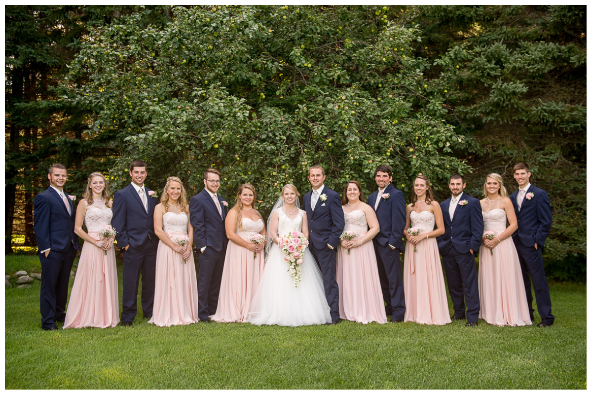 wedding party photo in summer in Maine