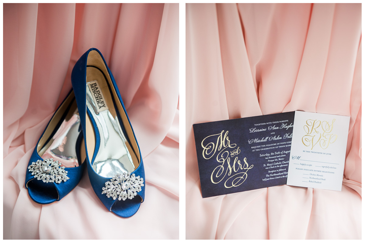 navy blue and blush wedding colors with navy blue shoes
