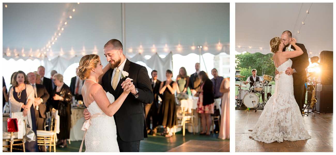 bride and groom dancing during reception