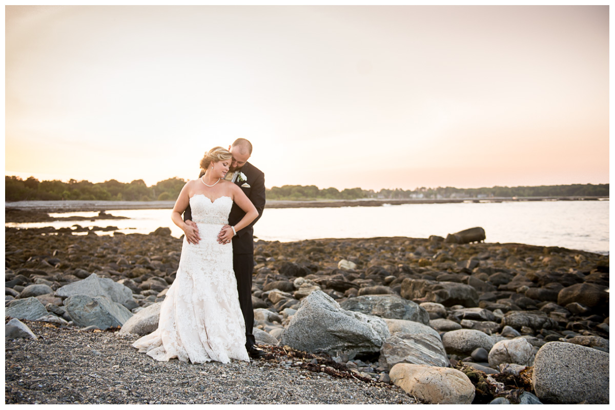 Seacoast New Hampshire wedding photos on the beach at sunset
