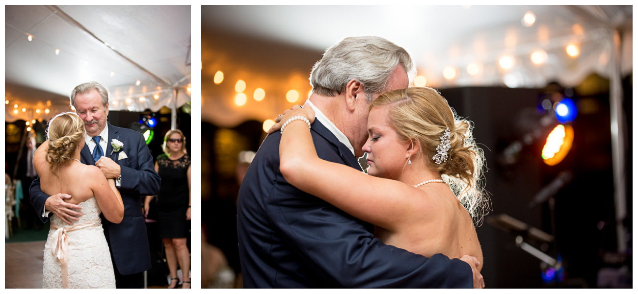 Father daughter dance in white tent in New Hampshire