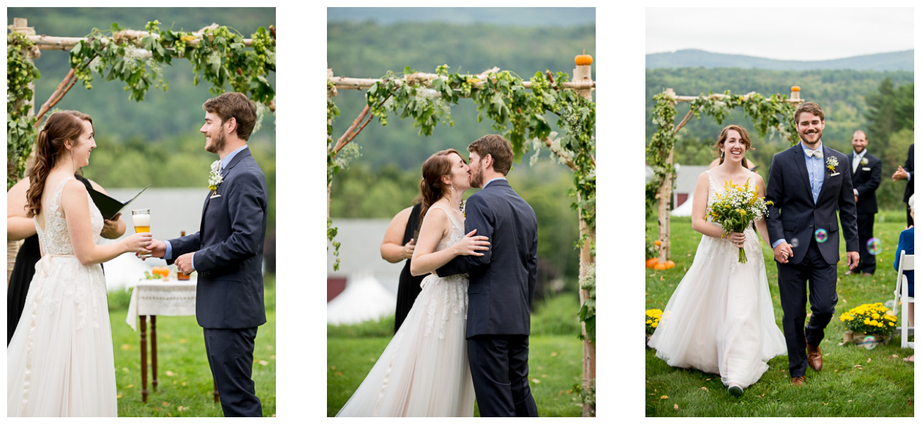 Wedding Ceremony in Vermont overlooking mountains