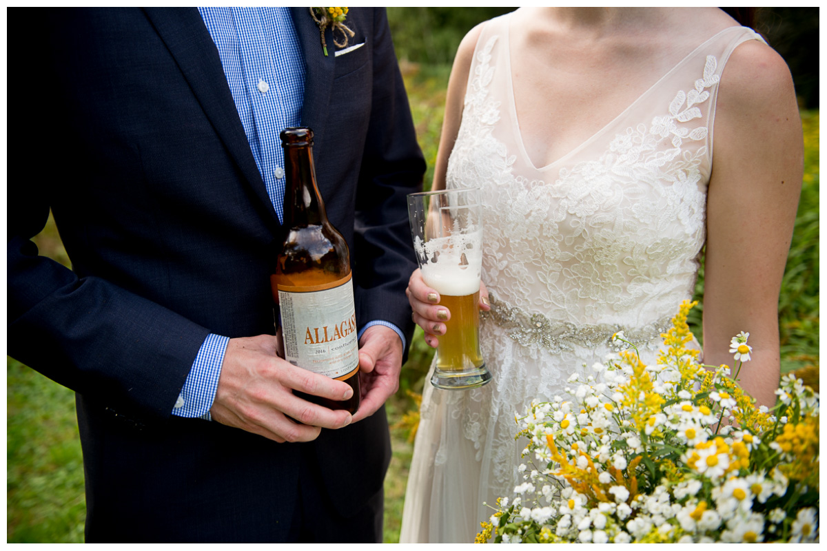 Drinking craft beer on wedding day 