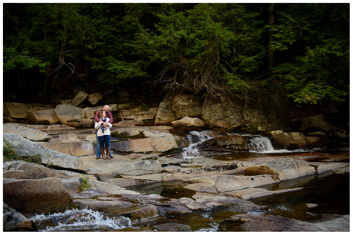Engagement photos at New England waterfall
