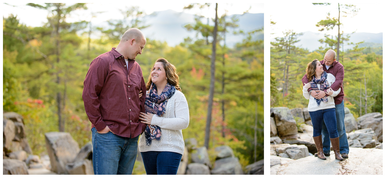 adventurous fall engagement photos in Conway New Hampshire