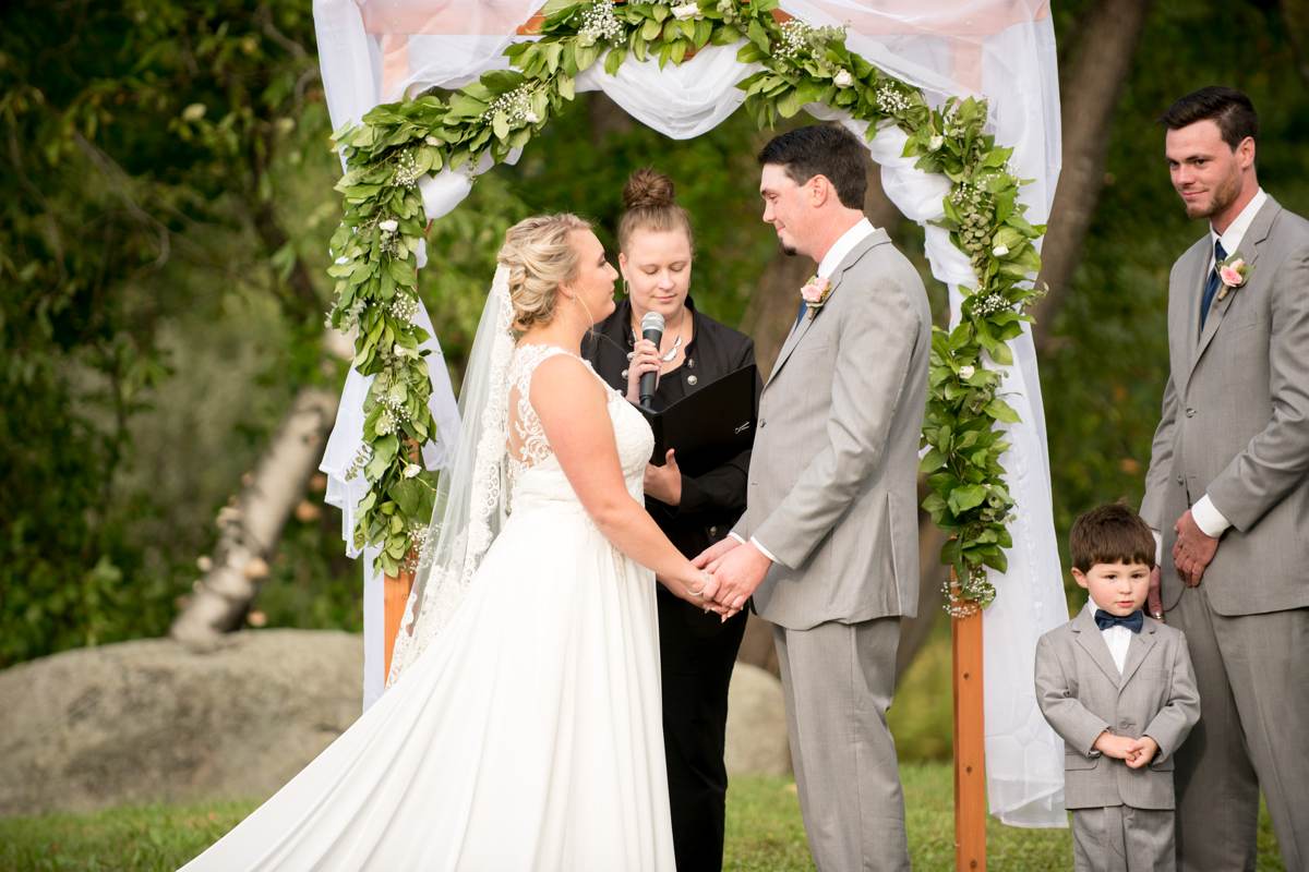 rustic backyard wedding ceremony